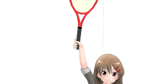 テニス サーブのインパクト 腕とラケットが一直線になったイメージ